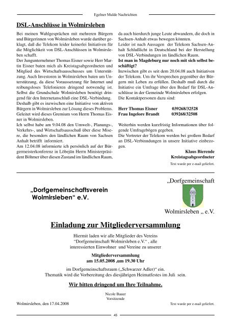 Egelner Nachrichten Mai 2008 - Teil 1 PDF-Dokument - Druckerei ...