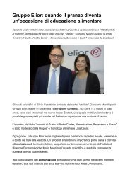Gruppo Elior quando il pranzo diventa un’occasione di educazione alimentare