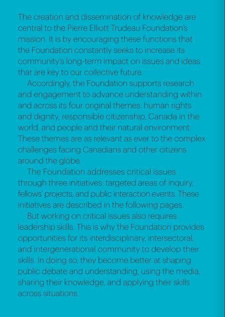 The Pierre Elliott Trudeau Foundation Annual Report 2014–2015