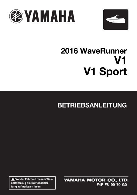 Yamaha V1 Sport - 2016 - Manuale d'Istruzioni Deutsch