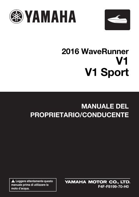 Yamaha V1 Sport - 2016 - Manuale d'Istruzioni Italiano