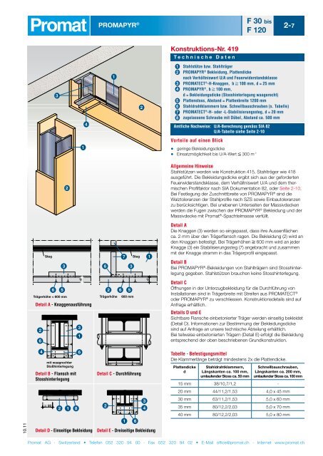 Berechnung von Brandschutz-Verkleidungen mittels SIA 82 - Promat