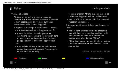 Sony KDL-52Z5800 - KDL-52Z5800 Istruzioni per l'uso Francese