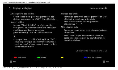 Sony KDL-52Z5800 - KDL-52Z5800 Istruzioni per l'uso Francese