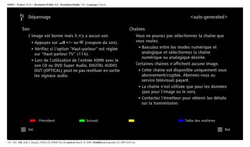 Sony KDL-52Z5800 - KDL-52Z5800 Istruzioni per l'uso Francese