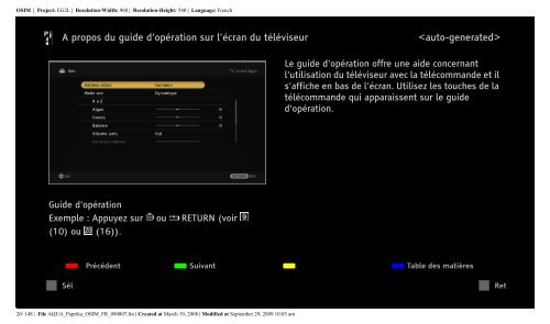 Sony KDL-52Z5800 - KDL-52Z5800 Istruzioni per l'uso Francese