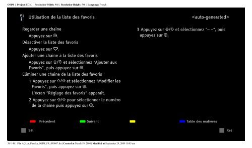 Sony KDL-52Z5800 - KDL-52Z5800 Istruzioni per l'uso Francese