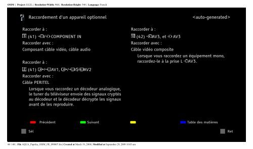 Sony KDL-52Z5800 - KDL-52Z5800 Istruzioni per l'uso Francese