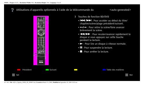 Sony KDL-52Z5800 - KDL-52Z5800 Istruzioni per l'uso Francese