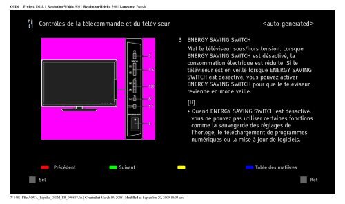 Sony KDL-52Z5800 - KDL-52Z5800 Istruzioni per l'uso Francese