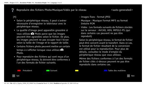 Sony KDL-52Z5800 - KDL-52Z5800 Istruzioni per l'uso Francese