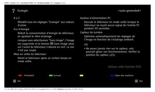 Sony KDL-52Z5800 - KDL-52Z5800 Istruzioni per l'uso Francese