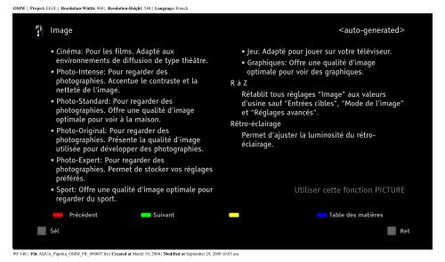 Sony KDL-52Z5800 - KDL-52Z5800 Istruzioni per l'uso Francese