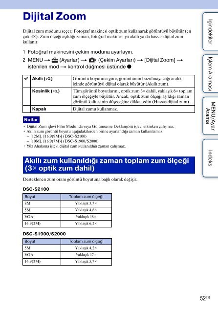 Sony DSC-S1900 - DSC-S1900 Istruzioni per l'uso Turco