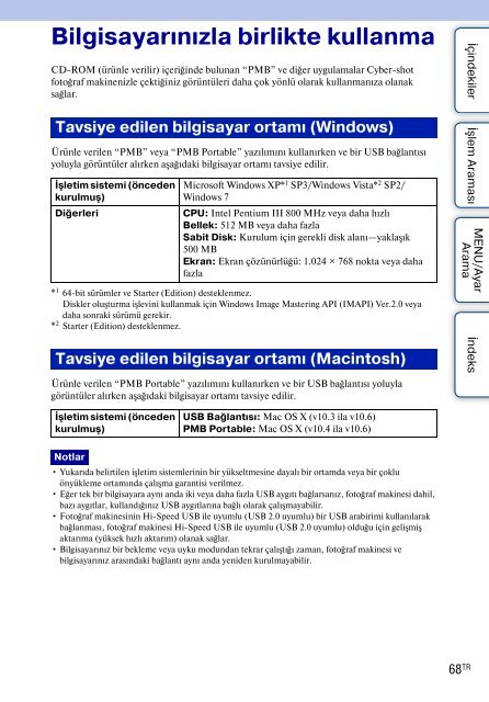 Sony DSC-S1900 - DSC-S1900 Istruzioni per l'uso Turco