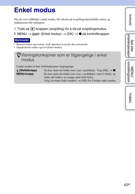 Sony DSC-S1900 - DSC-S1900 Istruzioni per l'uso Norvegese