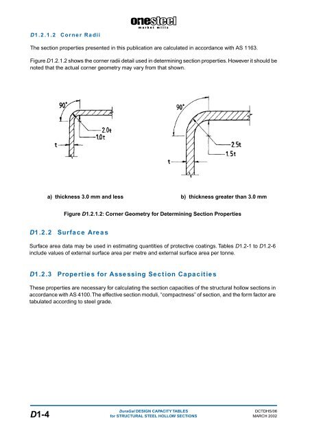 ONESTEEL duragal sections