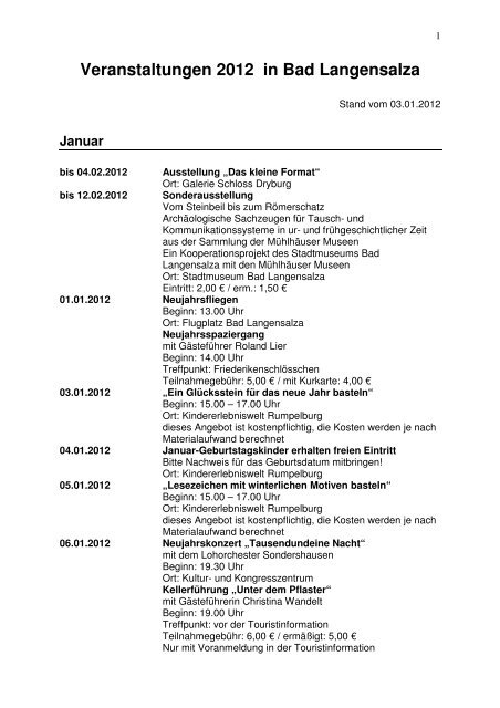 Veranstaltungen 2012 in Bad Langensalza