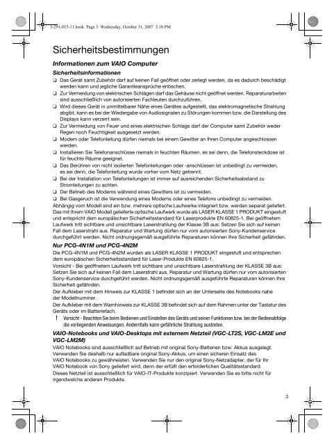 Sony VGC-LM2E - VGC-LM2E Documenti garanzia Tedesco