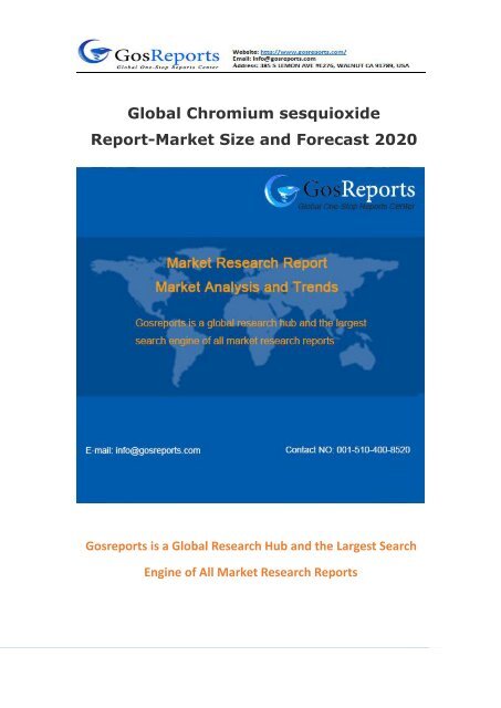 Global Chromium sesquioxide Report-Market Size and Forecast 2020