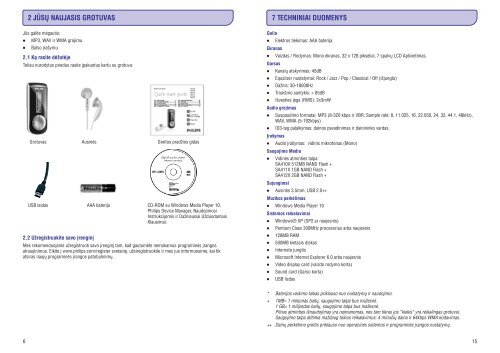 Philips Baladeur audio &agrave; m&eacute;moire flash - Mode d&rsquo;emploi - LIT