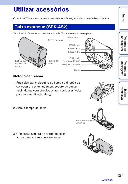 Sony HDR-AS30VW - HDR-AS30VW Guida all&rsquo;uso Portoghese