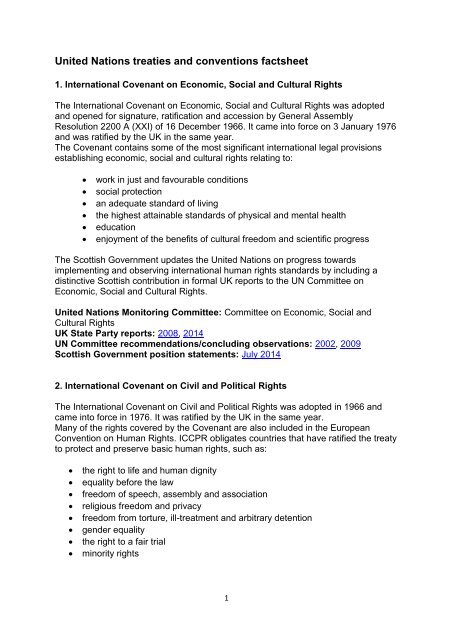 United Nations treaties and conventions factsheet