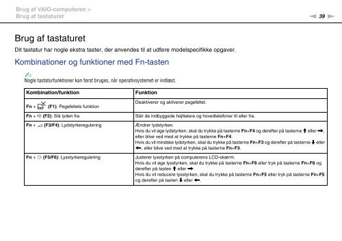 Sony VPCSA3S9R - VPCSA3S9R Istruzioni per l'uso Danese