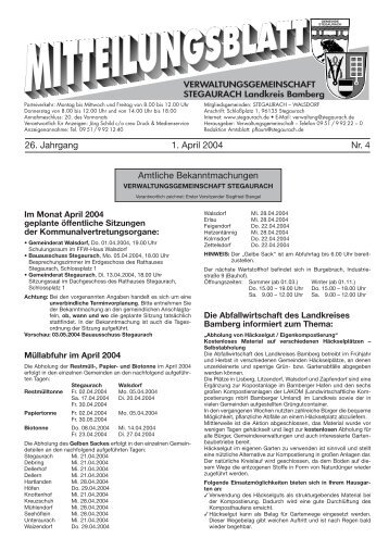 Redaktions- und Anzeigenschluss - Verwaltungsgemeinschaft ...