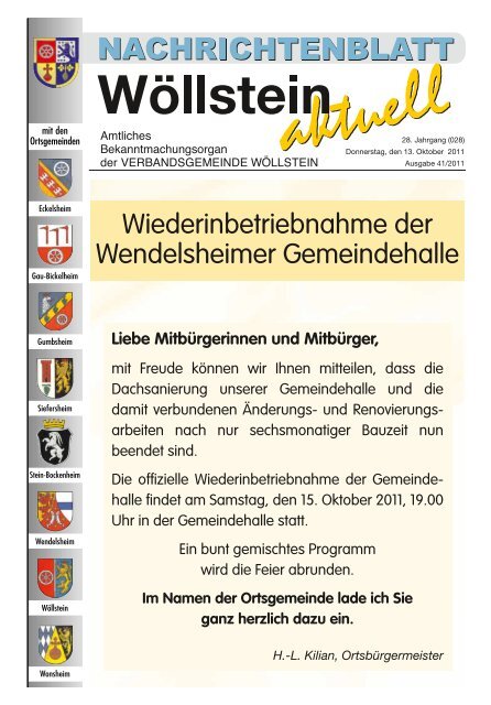 KW 41 / 13.10.2011 - Verbandsgemeinde Wöllstein