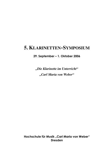 5. KLARINETTEN-SYMPOSIUM - Deutsche Klarinetten-Gesellschaft