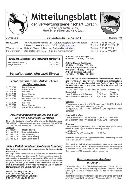 Mitteilungsblatt - Verwaltungsgemeinschaft Ebrach