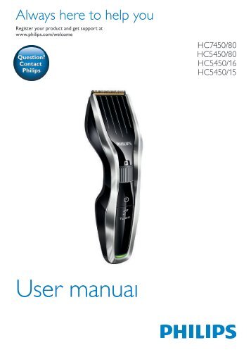 Philips Hairclipper series 7000 Tondeuse Ã  cheveux - Mode dâemploi - IND