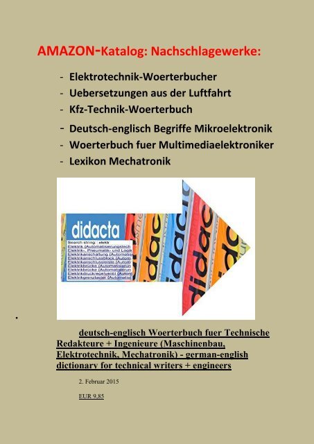 deutsch-englisch Uebersetzer fuer Multimediaelektroniker +  Elektrotechnik-Woerterbucher (AMAZON-Nachschlagewerke)