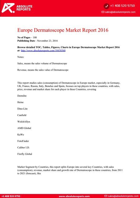 Europe Dermatoscope Market