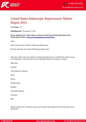 United States Endoscopic Reprocessors Market