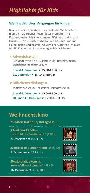 Heiligenstädter Weihnachtsmarkt Programm