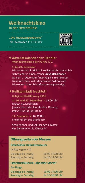 Heiligenstädter Weihnachtsmarkt Programm