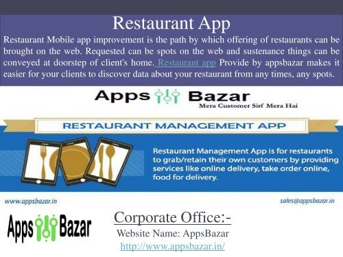 Restaurant App For Customers