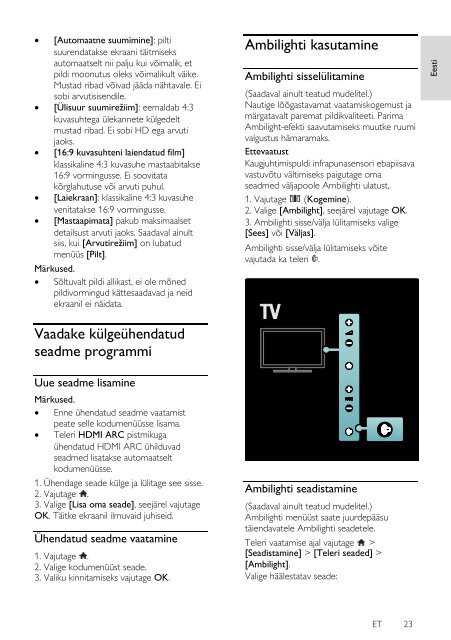 Philips TV LCD - Mode d&rsquo;emploi - EST