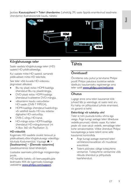 Philips TV LCD - Mode d&rsquo;emploi - EST