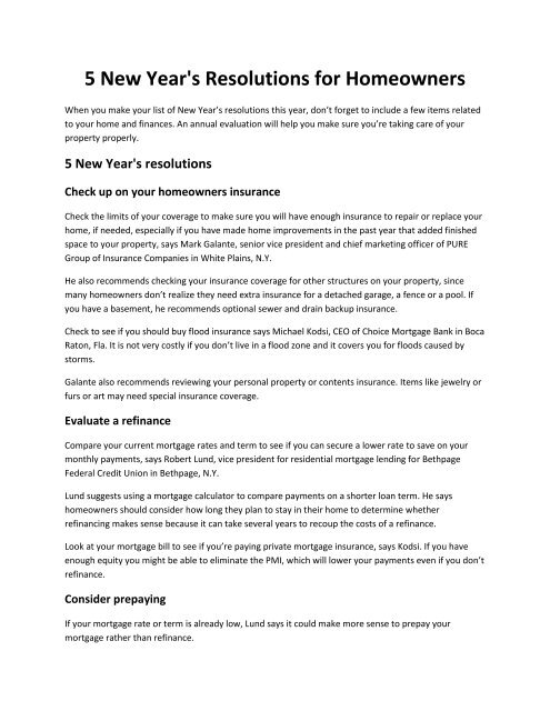 5 New Year S Resolutions For Homeowners