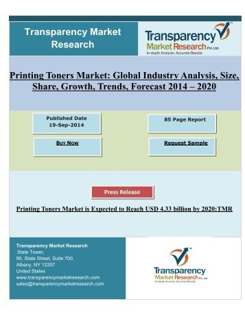 Printing Toners Market is Expected to Reach USD 4.33 billion by 2020