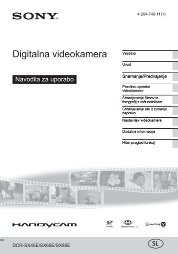 Sony DCR-SX45E - DCR-SX45E Istruzioni per l'uso Sloveno