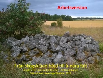 Från skogsklädd höjd till å-nära fält  På jakt efter gammal kultursten i fältlandskapet  Sven-Inge Windahl 2016