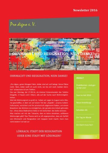 Pro digno e. V. Newsletter 2016