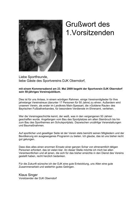 Grußwort des I - DJK Oberndorf