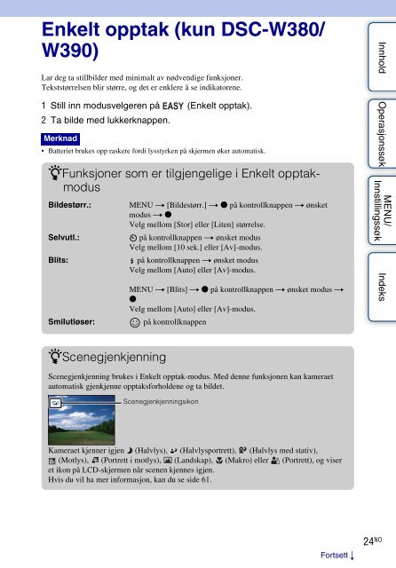 Sony DSC-W350 - DSC-W350 Istruzioni per l'uso Norvegese