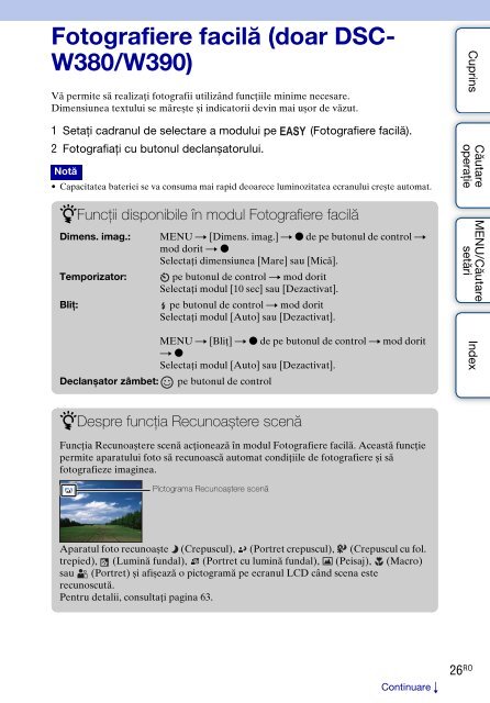 Sony DSC-W350 - DSC-W350 Istruzioni per l'uso Rumeno