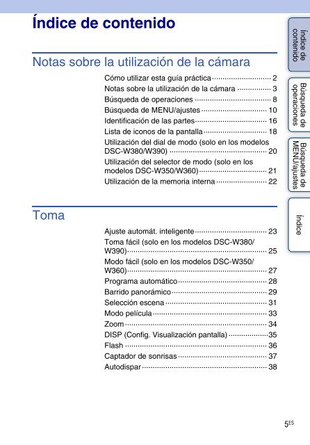 Sony DSC-W350 - DSC-W350 Guida all&rsquo;uso Spagnolo